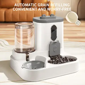 2-in-1 Cat Food and Water Dispenser, Automatic Feeder and Water Fountain, Cute Pet Water Bottle