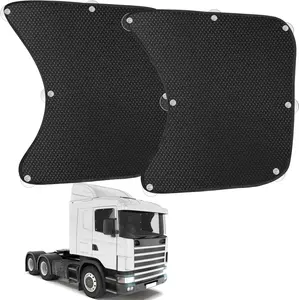 2pcs Foldable Semi Truck Side Window Sun Shade Set - Quick-Attach UV Shield for Freightliner, Volvo VNL, International Trucks, Interior UV Protection Automotive Accessory to Keep Cabin Cool, Foldable Set
