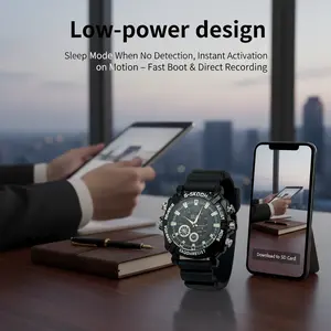 Sports Watch, 2K QHD Video Recording, Portable Wearable, Built-in High Sensitivity Mic, Instant Recording, Night Vision, Rechargeable Battery