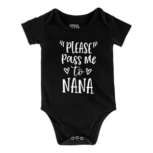Please Pass Me To Nana Baby Short Sleeve Onesies Cotton Bodysuits Romper for Infant & Newborn Boys Girls Soft Casual Outfit with Snap Closures for Easy Diaper Change  (0-24 Months)