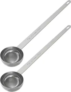 2 count 2 Tablespoon Coffee Scoop, 9.5" Long Handle Measuring Spoon, Two tbsp (30 ml) Stainless Steel Scooper