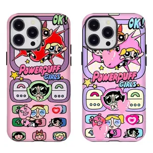 P0werpuff Girls Flip Phone Phone Case Kawaii Y2K & Retro Cartoon Compatible for iPhone 17 16 15 14 13 12 11 and for Samsung S21-S25 Ideal Gift for Friends