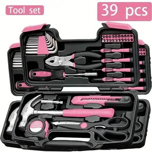 39-Piece Comprehensive Household Hardware Kit Durable Carbon Steel Manual Toolkit for DIY Projects Home Use Ideal for Handymen Homeowners Car Repair Tool Set