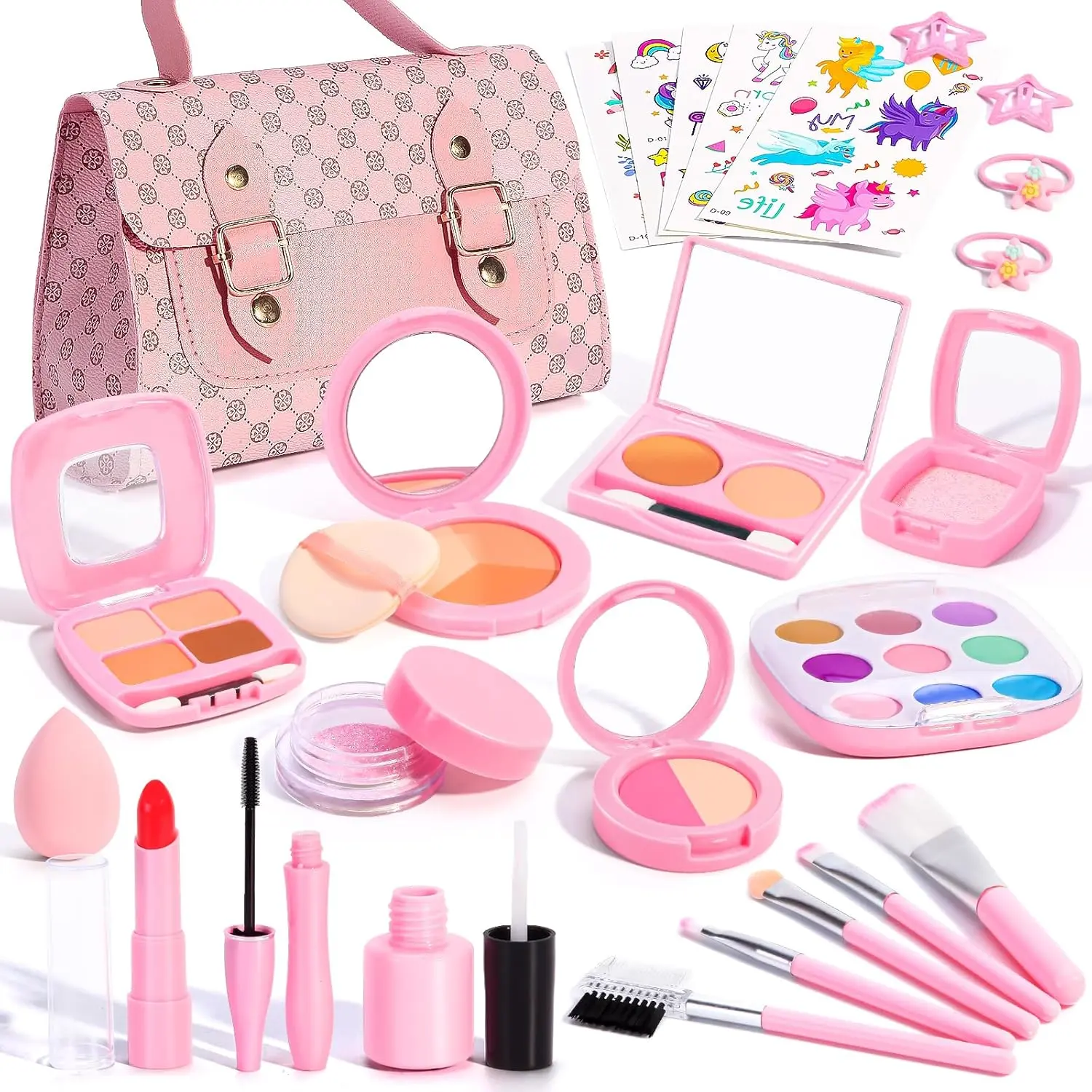Toddler Fake Pretend Play Makeup Set for Girls Ages 3-7, Kids Princess Dress Up Kit with Purse, Baby Gift Toy for Birthday, Christmas