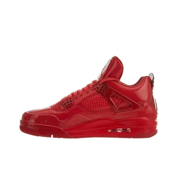 Brand New Sealed Retro 4 All Red Patent Leather Mid Top Sneakers Unisex Festival Street Cushion Basketball Shoes With Original Shoe Box