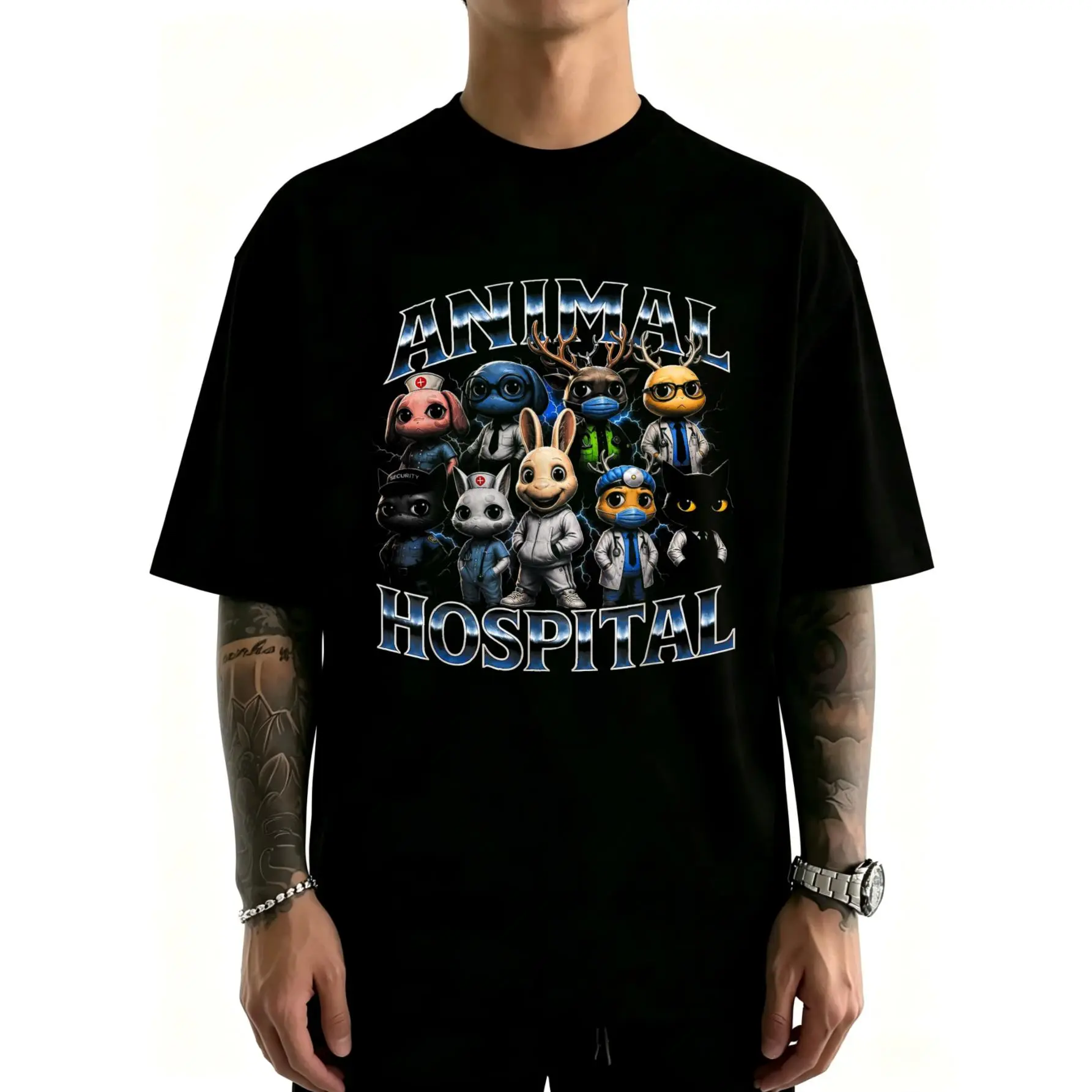 Unisex Animal Hospital Funny Meme Brainrot T-ShirtCotton Clothing Streetwear Men's Top