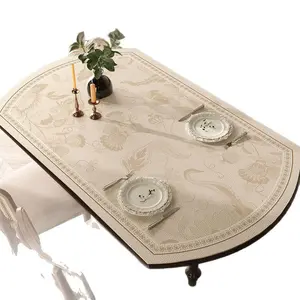 Oval PVC Table Mat Light Luxury High End Waterproof Oil Proof Washable Heat Resistant Round Table Protector Coffee Table Cover