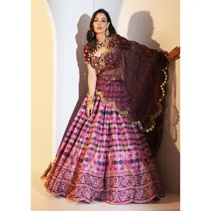 Gia maroon multicolor lehenga set