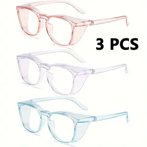 3Pcs Solid Color Anti-Pollen Sunglasses, Multi-Pack Anti-Blue Light Anti-Spray Goggles, Unisex Fashion Eyewear for Daily Use