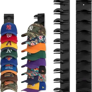 Hat Rack 2 Pack，Hat Hook for Wall Hold Up to 20 Hats, Hat Organizer for Baseball Caps with Strong Adhesive or Nail Multilayer Cap Holder Wall-Mounted Hat Holder on Wall Closet Door and Bedroom Hat Hangers for Wall Decoration Hat Storage Ideas for Men