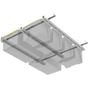 Overhead Tote Storage Rail System, Garage Ceiling Bin Storage Rack Heavy Duty Adjustable Tote Slide Rails(White, Bins are not Included)