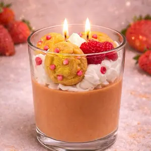 Strawberry Sugar Cookies Scented Candle with Decorative Cookies and Berries for Aromatic Home Decor 16oz Coconut Wax Double Wicks 70hr Burn Time - Ornaments