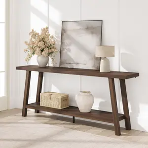70.87" Long Farmhouse Console Table, Entryway Table with 2 Tiers, Narrow Sofa Table Behind Couch for Living Room Hallway Foye