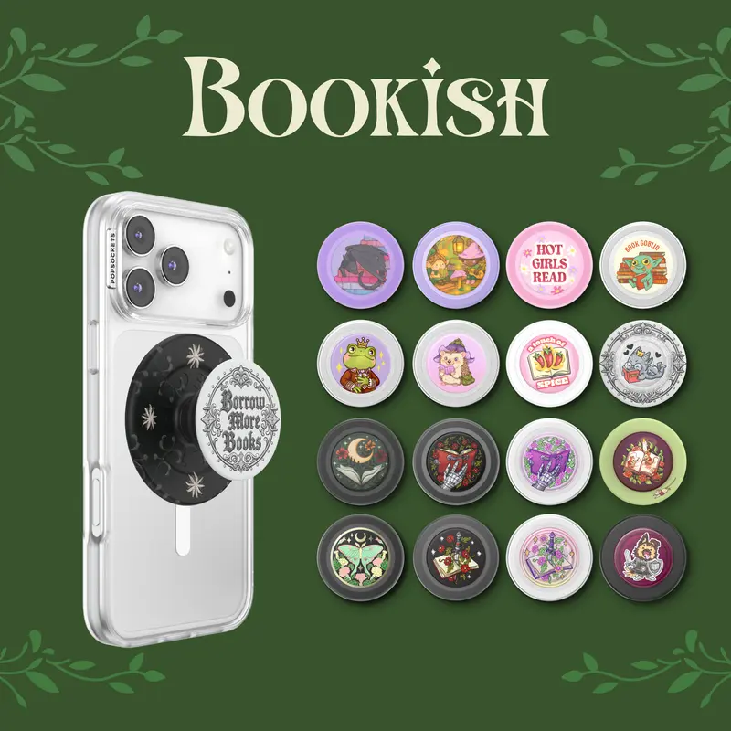 PopSockets Bookish Series MagSafe PopGrip - Wireless Charging Stand, Magnetic Holder, Cell Phone Stand, 1-Hand Steady Hold, Hands-Free Video Watching, Phone Accessories Compatible with All PopMounts Sold Today