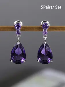 Water Drop Shaped Artificial Zirconia Decor Dangle Earrings, Elegant Jewelry for Women, Trendy All-match & Exquisite Jewelry for Birthday Gift