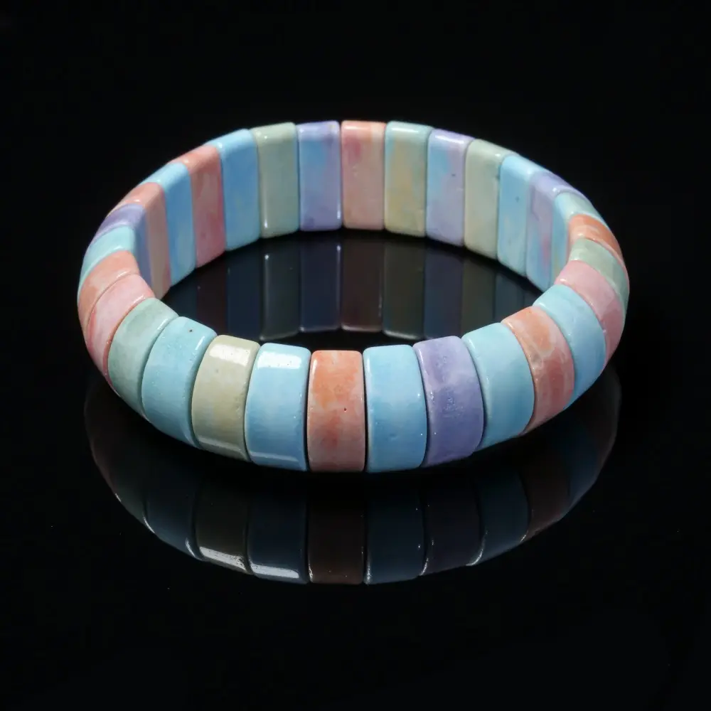 Natural Rainbow Stone Healing Bracelet - Colorful Boho Crystal Jewelry for Joy & Positive Energy