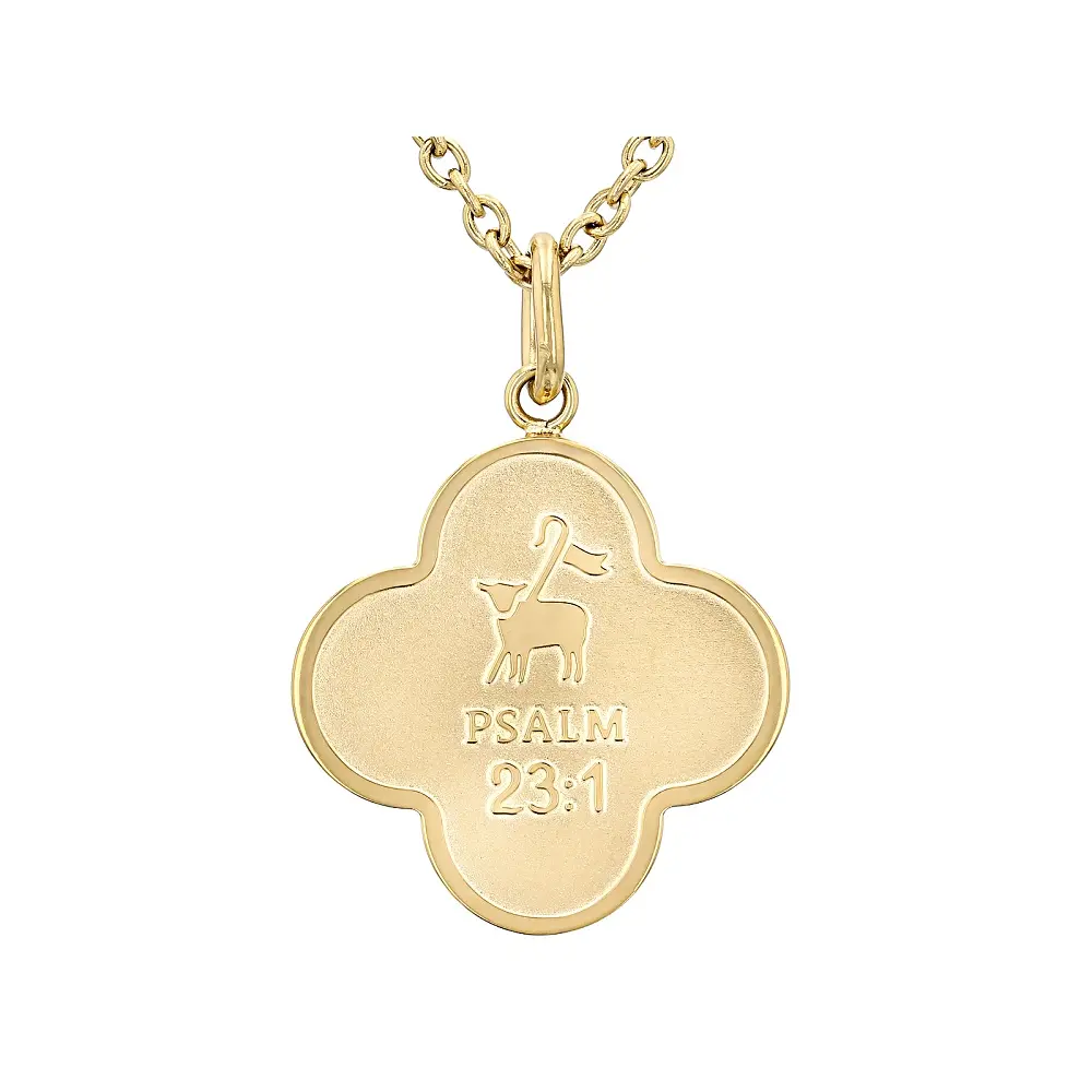 JTV 14K Yellow Gold Over Stainless Steel Bible Verse Pendant with Chain