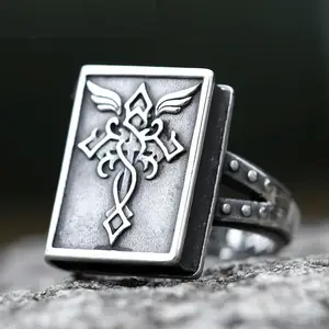 New Stainless Steel Hip Hop Bladed Ring Fashion Punk Rock Black Silver Color Ring Lover Couple Rings for Man And Women