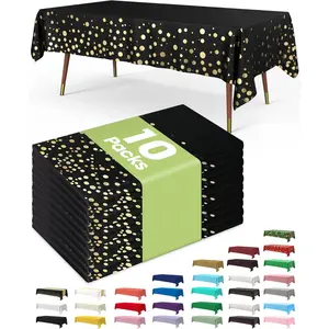 Plastic Table Cloth 10 Pack, 54 x 108 Inch Disposable Table Cloths for Party, Picnic and Wedding, Rectangle, White