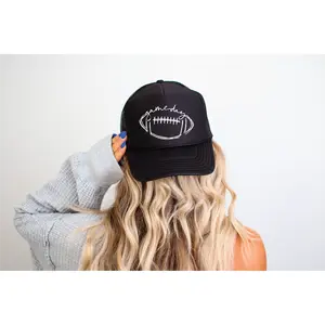 Game Day Football Sketch- Black Unisex Foam Trucker Hat