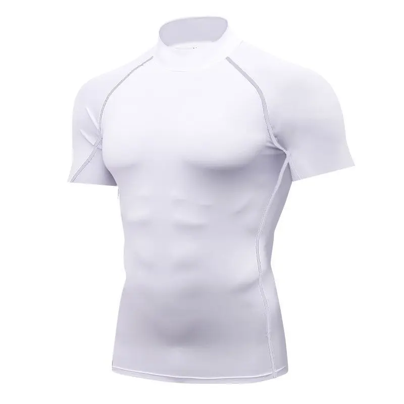 White high neck short sleeved shirt