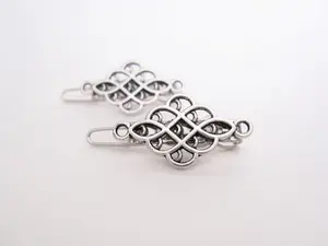 2 extra tiny small silver metal knot hair pin clip barrette fine thin hair
