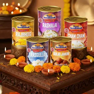 Rani Gulab Jamun Round, Rasgulla, Cham Cham, Rasmalai, RajBhog 35.3oz (2.2lbs) 1kg each, Combo Set of 4, Approximately 14 pieces, Easy Open Lid Can ~ Ready to eat | Non-GMO | Kosher | Indian Origin