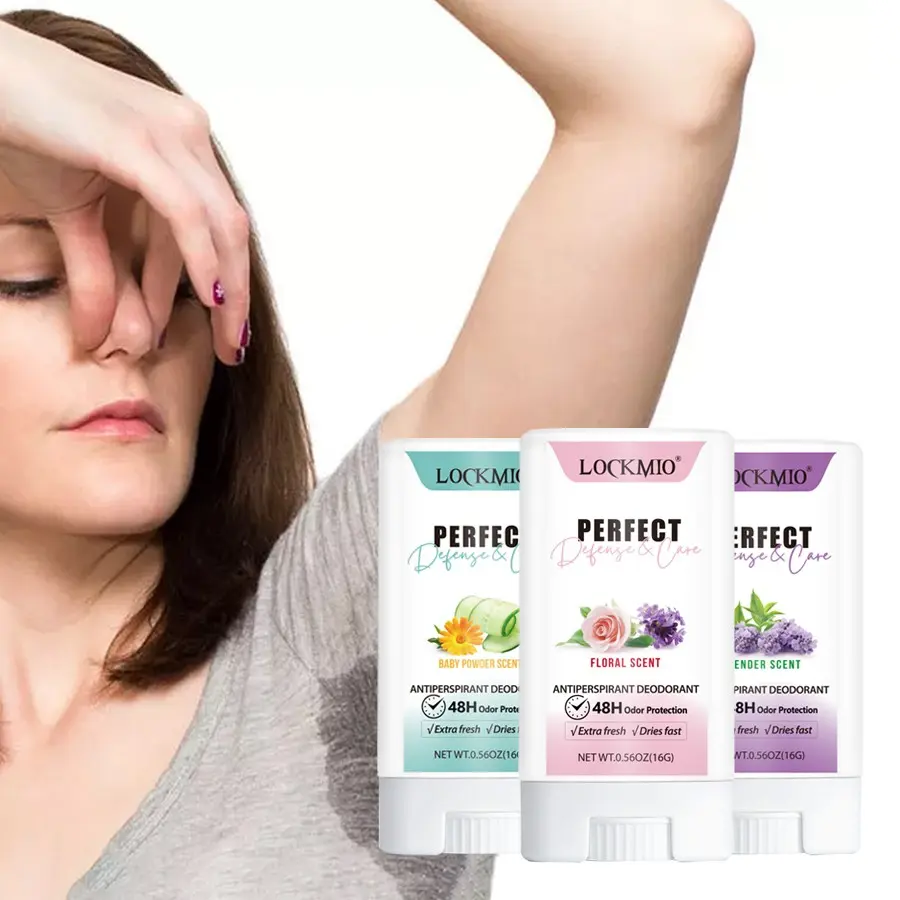 Lockmio Deodorant & Antiperspirant Stick, Natural Fresh Solid Balm, Long Lasting Fragrance, Sweat & Odor Control for Women Underarm, Suitable for Sports, Mini Portable Size, Available in Lavender, Floral & Powdery Scent