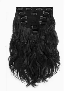 Clip In Hair Extensions,6pcs Clip-In Black Wavy Hair Extensions for Women, 10 Inch Short Synthetic Hairpieces, Thick Full Head Clip Ins for Daily Wear, Festivals, Parties & Cosplay, Includes Comb & Satin Hair Ribbon