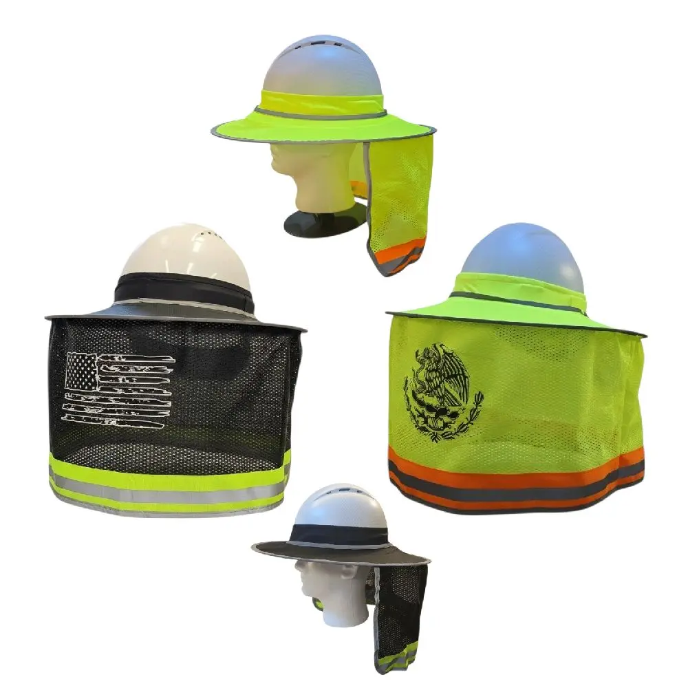 Sun Protection Hard Hat Visors with Reflective Stripes and Mesh Panels for Enhanced Safety and Comfort With Image