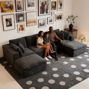 【6 Packages shipping】138'' U-Shaped Boneless Sectional Couch,Oversized 6-Seater Modular Boneless Cloud Sofa,Memory foam cushionChenille fabric,NoAssembly Required,Free Combination,Modern Upholstered Sofa For Living Room Apartment,