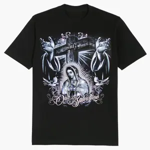 🎉   [Graphic Tee] Guadalupe Cross Inri Dove Hands Our Salvation Chicano Clothing Gangster Clothes For Girls Dga Shirt Cotton T-shirt for Daily Life Work & Shopping
