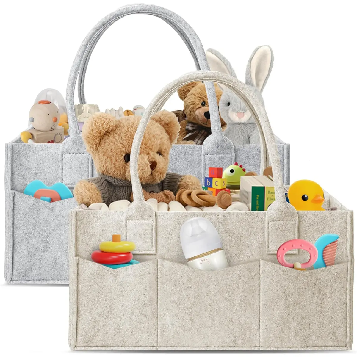 2 Pack Diaper Caddy Organizer Baby Storage Bin Nursery & Car Organizer Set