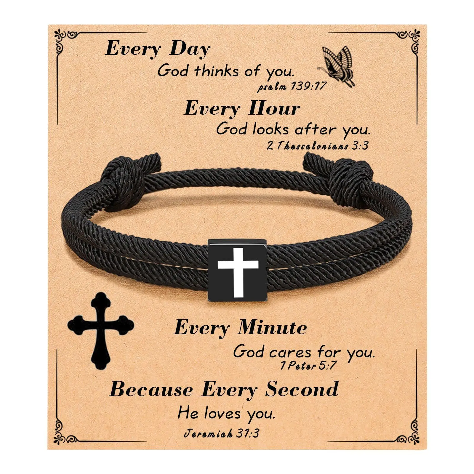 Black Milan rope bracelet+Every card