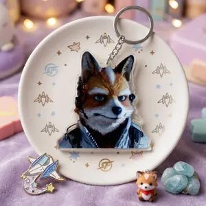 Star Fox Inspired Acrylic Keychain Set, Fox McCloud Falco Slippy Peppy Keyring, Retro Space Game Character Bag Charm, Cute Gamer Pendant Gift Accessories