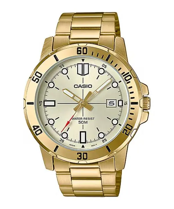 Casio Men’s Gold Analog Watch with Champagne Dial - MTP-VD01G-9EV