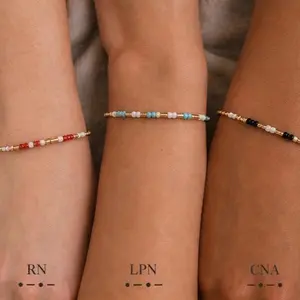 Nurse and CNA Morse Code Bracelet - Healthcare Line - Gold Filled or Sterling Silver Chain, high end TOHO Japanese glass seed beads with multiple colors to choose from. The perfect gift for new graduates, Nurses Week, CNA Week, or any healthcare worker