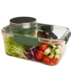 Newly upgraded version portable salad storage container，Food storage bowl，Comes with a fork，Microwave/ Dishwasher/Freezer Safe，Suitable for Home, Outdoor, Travel and Party, Work,FitnessPortable, round glass container snack box leakproof reusable food oat