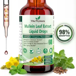 Lung Cleanse Supplement Mullein Drops for Lungs, Organic Mullein Leaf Extract for Lung Detox,Tincture Alcohol Free for Immune Support, Detox, Respiratory Support