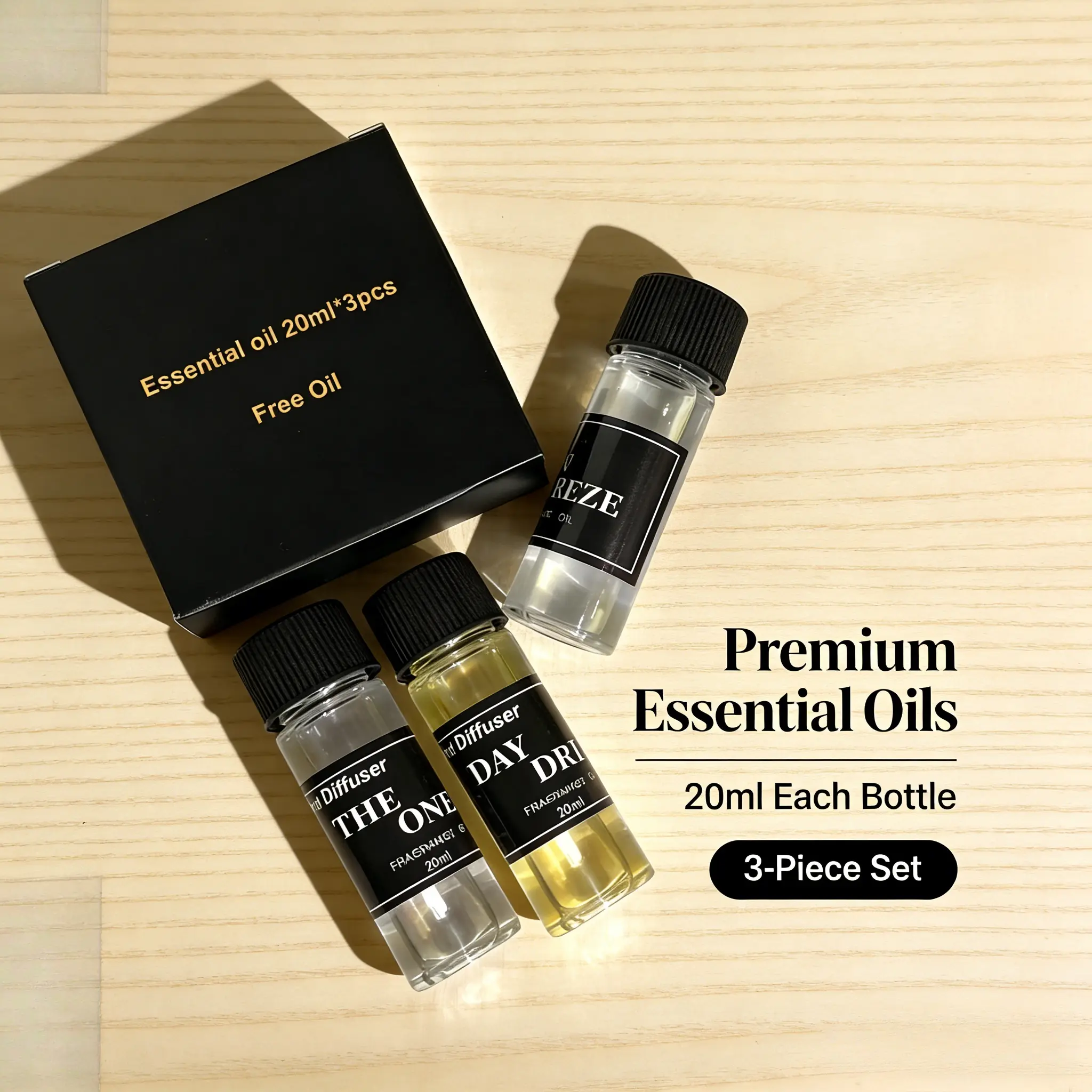 Fragrance Oil Sampler Set - Luxury Fresh Scent Discovery, 20ml x3 Long-Lasting Essential Oils for Home Diffuser (Indoor Recreation Use)