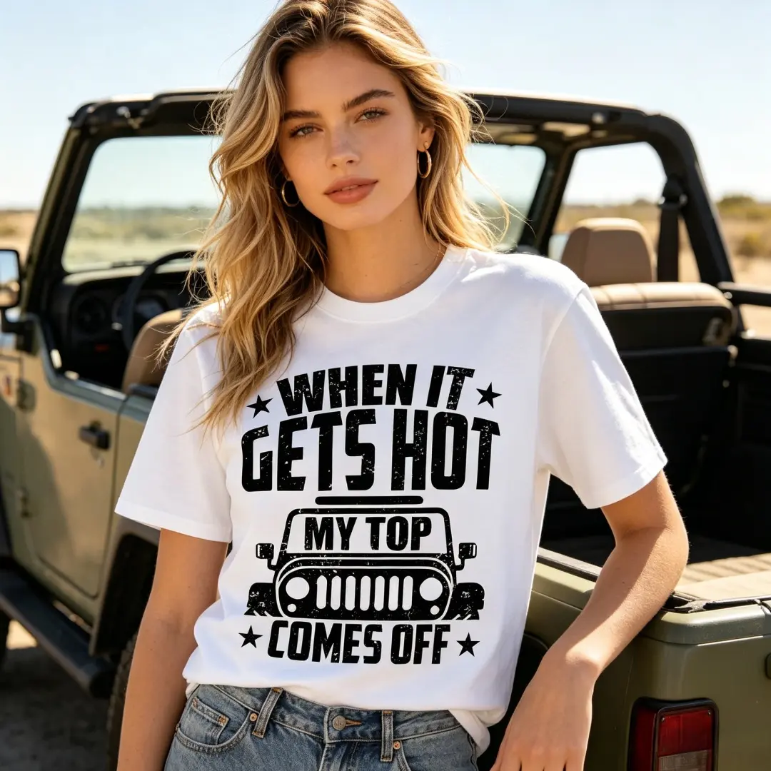 When It Gets Hot My Top Comes Off Off-Road Jeep Graphic T-Shirt for Men |   Vintage Funny Off-Road Tee |   Unisex Casual Summer Top |   Jeep Lover Gift