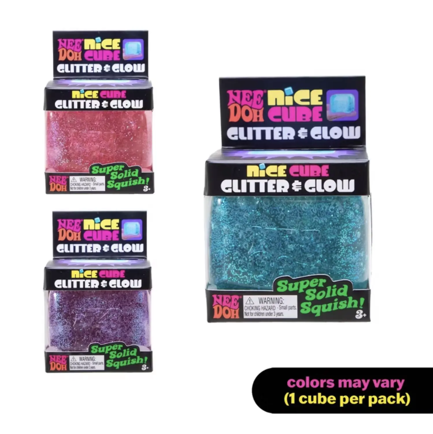 NeeDoh Nice Cube Glitter and Glow 2.25" (Colors May Vary) - Collectible