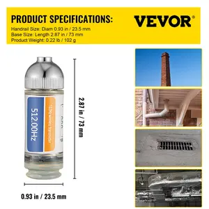 VEVOR 512HZ Sonde 8/5 and 1/4-20 Connectors Rigid Drain Locator for Locating Detecting Small Sewer Pipelines, Silver