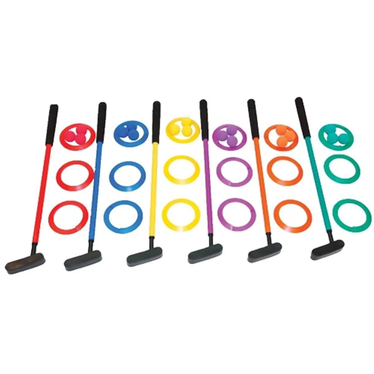 212 MAIN Unisex Rainbow Colors Backyard Golf Mini Set - Durable Plastic Shaft Foam Putter, Plastic Targets, Rainbow Balls - Sports & Outdoor Fan Shop Core Golf Equipment Bundle, Mini Golf