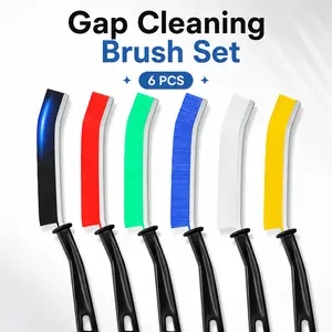 6Pcs Hard Bristle Crevice Cleaning Brush, Multifunctional Premium Gap Cleaning Tool for Narrow Spaces, Grout, Toilet, Faucets, Kitchen Sink, Bathroom Corners, Tile Lines and Hard-to-Reach Areas