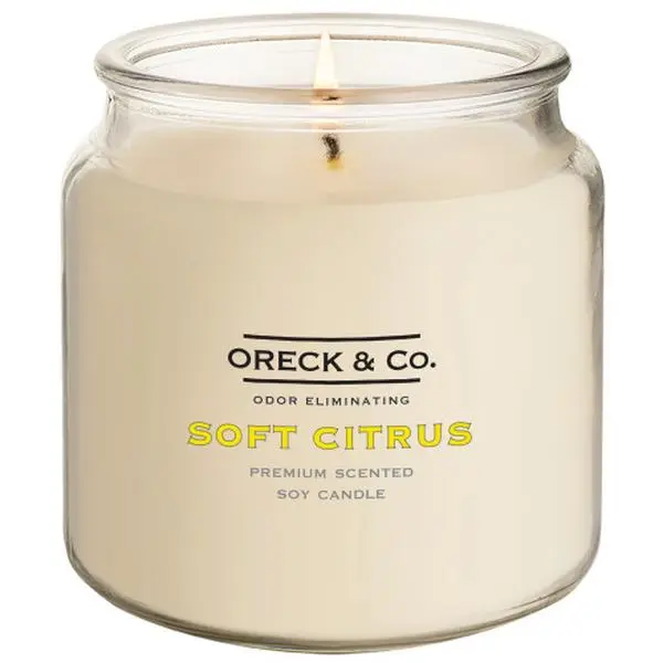 David Oreck Pure Air Odor Eliminating 16oz Soy Candle - Soft Citrus Fragrance