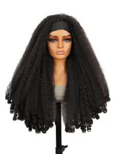 Headband Kinky Curly Wigs for Women, Bouncy Fluffy Gorgeous Wig, Synthetic Glueless Wig, Glueless Afro Wig for Daily & Party Use, Wear and Go Perfect Holiday Wig