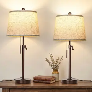 Adjustable Height Table Lamp Set - Three Color Temperatures, Modern Home Indoor Use, Suitable for Living Room, Bedroom, Bedside, Office Lighting