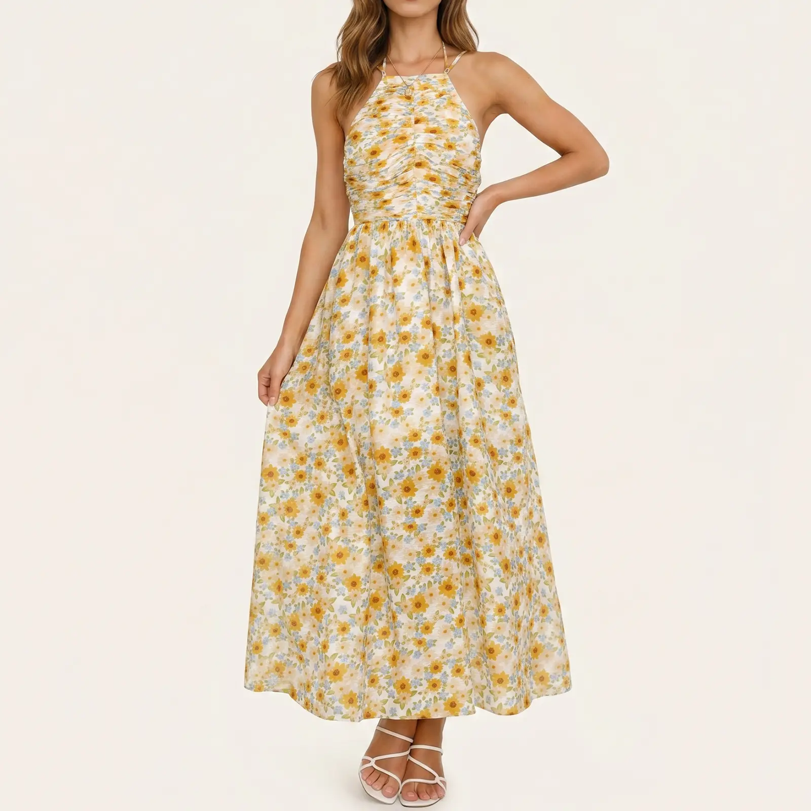 Hello Molly Chasing Summer Halter Midi Dress Print Midi Dress Summer Dress