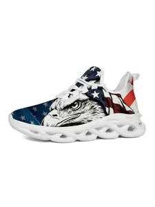 Exclusive Recommendation! American Flag Eagle Pattern Men's Casual Shoes, Unique Print Eagle Head & Flag Design, Trendy Comfortable Sport